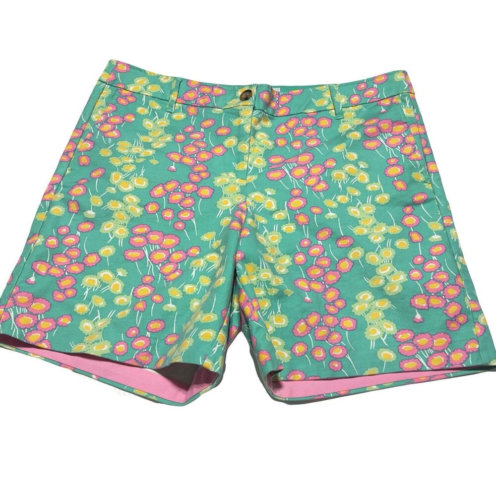 Boden Floral Bistro Shorts Size 10 L Long 7” Inseam Green